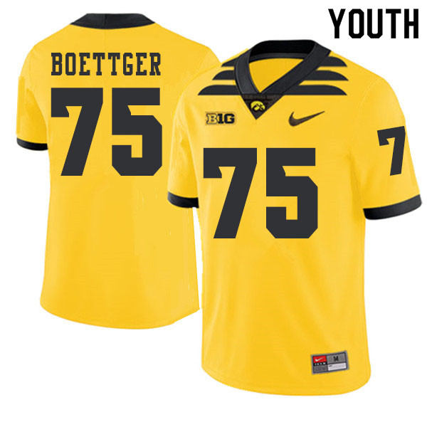 2019 Youth #75 Ike Boettger Iowa Hawkeyes College Football Alternate Jerseys Sale-Gold - Click Image to Close
